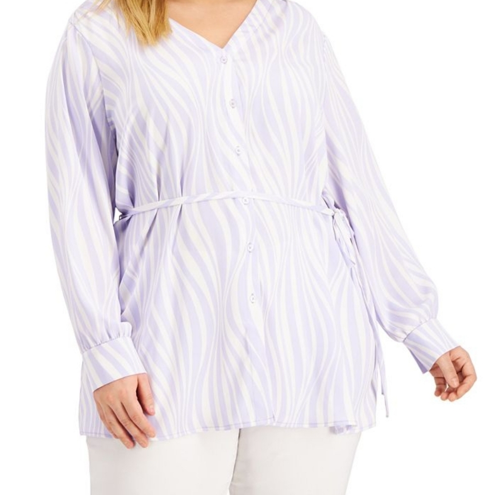 Alfani Tie Waste Tunic Blouse Plus Size